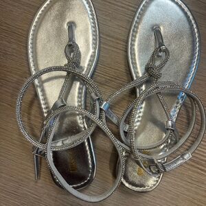 Miss Lola Metallic Silver Sandals